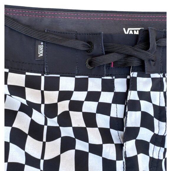 Vans Checkered Black & White Boardshorts Mens 27/14 Classic Fit Drawstring Closu - Picture 3 of 8
